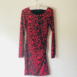 INC Red and black cheetah print dress XS